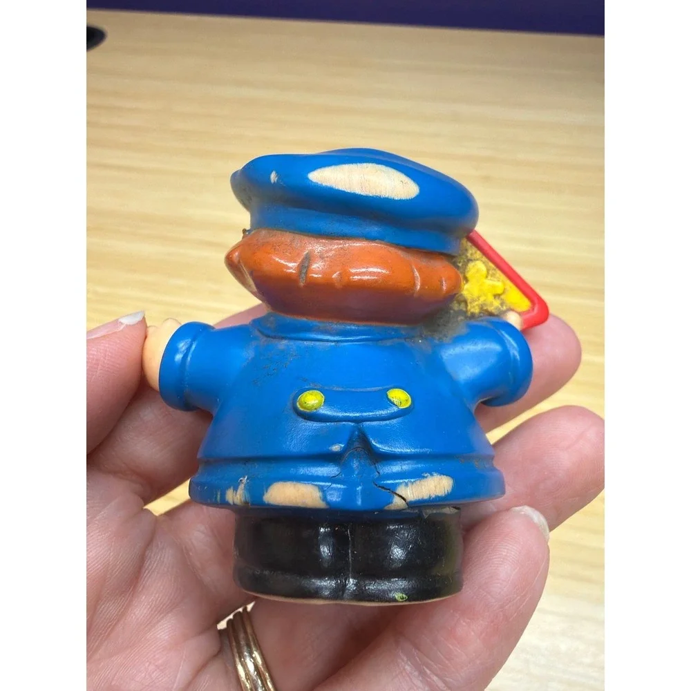 Fisher Price Little People Crossing Guard‎ Figure Sign 2007 Damaged